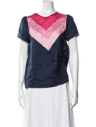 Pre-owned Band Of Outsiders Silk Colorblock Pattern Top In Multi