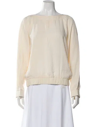 Pre-owned Band Of Outsiders Silk Crew Neck Top W/ Tags In Neutral