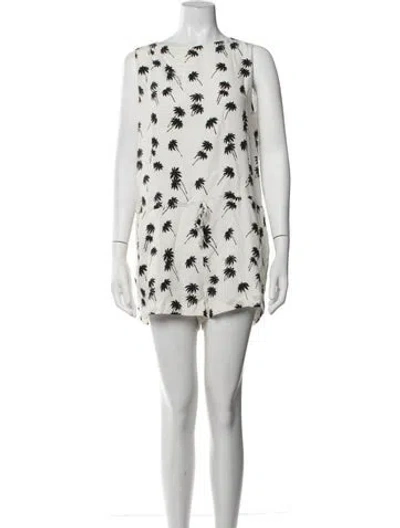 Pre-owned Band Of Outsiders Silk Floral Print Romper In White