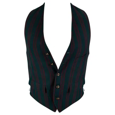 Pre-owned Band Of Outsiders Size 36 Green Burgundy Stripe Wool Cotton Vest In Red