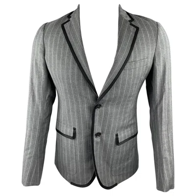 Pre-owned Band Of Outsiders Size 36 Grey Stripe Wool Notch Lapel Sport Coat In Gray