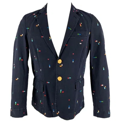 Pre-owned Band Of Outsiders Size 38 Multi-color Embroidery Cotton Sport Coat In Black