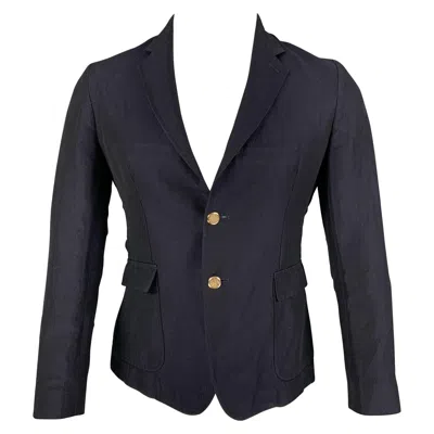 Pre-owned Band Of Outsiders Size 38 Navy Linen Cotton Sport Coat In Blue