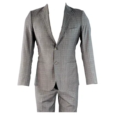 Pre-owned Band Of Outsiders Size 38 Regular Grey Glenplaid Wool Notch Lapel Suit In Gray