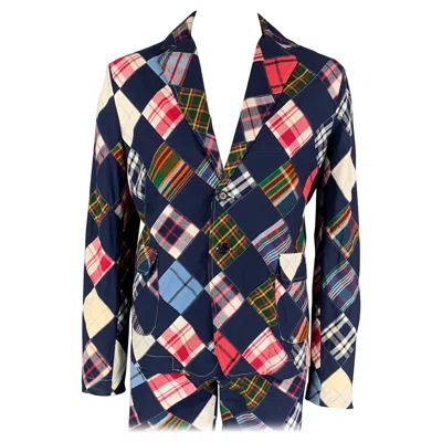 Pre-owned Band Of Outsiders Size 42 Navy Muliti-color Patchwork Cotton Notch Lapel Suit In Blue