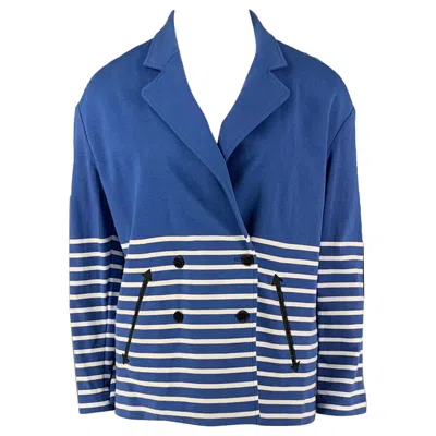 Pre-owned Band Of Outsiders Size L Blue White Stripe Cotton Oversized Jacket