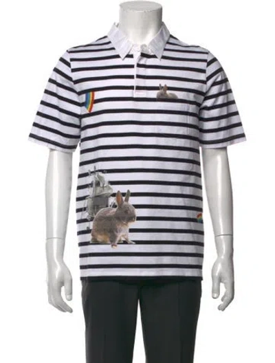 Pre-owned Band Of Outsiders Striped Collar Polo Shirt In Black