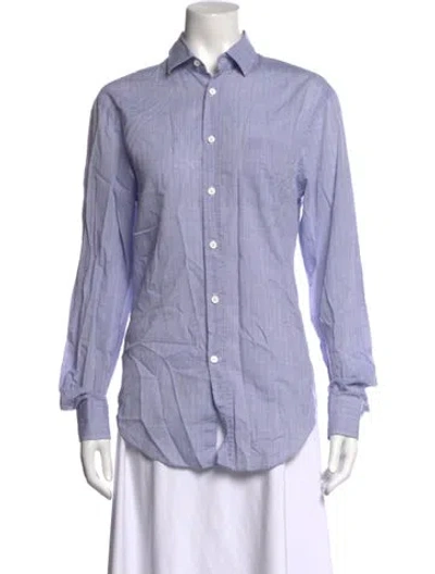 Pre-owned Band Of Outsiders Striped Long Sleeve Button-up Top In Blue