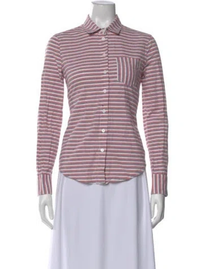 Pre-owned Band Of Outsiders Striped Long Sleeve Button-up Top In Pink