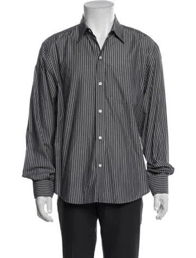 Pre-owned Band Of Outsiders Striped Long Sleeve Dress Shirt In Grey