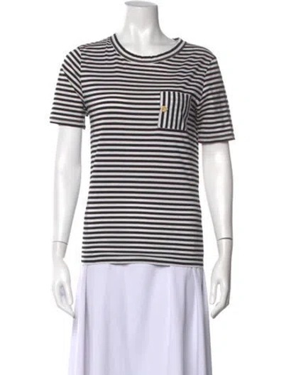 Pre-owned Band Of Outsiders Striped Scoop Neck T-shirt In Black