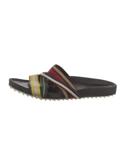 Pre-owned Band Of Outsiders Striped Slides In Blue/yellow