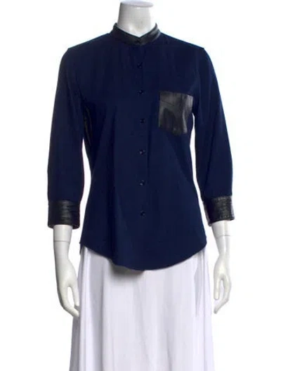 Pre-owned Band Of Outsiders Three-quarter Sleeve Button-up Top In Blue