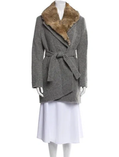 Pre-owned Band Of Outsiders Virgin Wool Faux Fur Coat In Gray