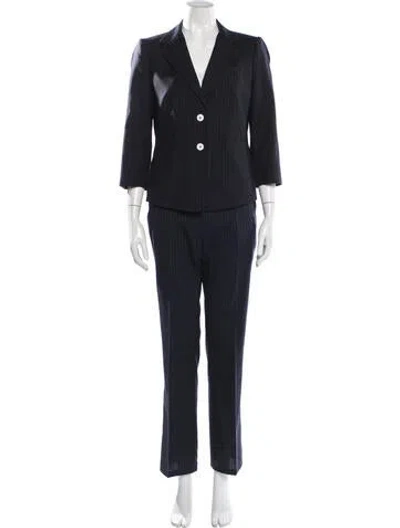 Pre-owned Band Of Outsiders Virgin Wool Striped Pantsuit In Blue