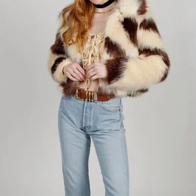 Band Of The Free Agnes Faux Fur Jacket In Brown