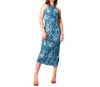 Band Of The Free Audette Floral Sleeveless Midi Dress In Teal In Blue