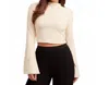 Band Of The Free Avril Mock Neck Cropped Blouse In Cream In Neutral