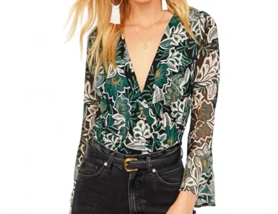 Band Of The Free Bonnie Long Sleeve Bodysuit In Emerald In Black