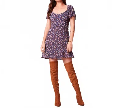 Band Of The Free Coraline Floral Mini Dress In Purple In Blue