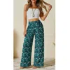 Band Of The Free Elise Floral Wide Leg Pants In Teal In Green