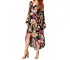 Band Of The Free Floral Hi-lo Wrap Maxi Dress In Black In Multi