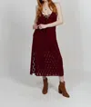 Band Of The Free Lila Autumn Slit Midi Dress In Merlot In Red