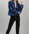 Band Of The Free Melrose Vegan Shearling Printed Jacket In Blue