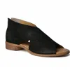 BAND OF THE FREE VENICE LEATHER FLAT OPEN TOE IN BLACK