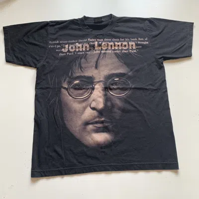 Pre-owned Band Tees 2000s John Lennon Face Graphic Band T Shirt Faded In Black