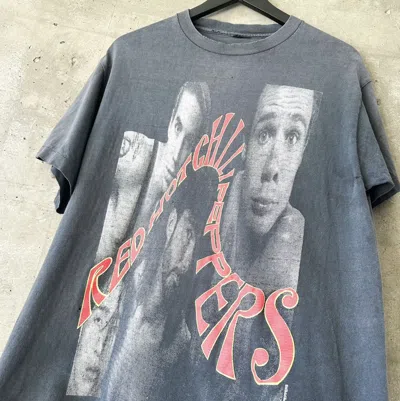 Pre-owned Band Tees 90's Faded Red Hot Chili Peppers Portrait T-shirt In Black