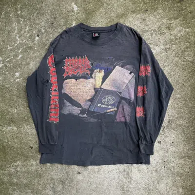 Pre-owned Band Tees Morbid Angel Faded Thrashed Distressed Longsleeve Erd Grunge In Black