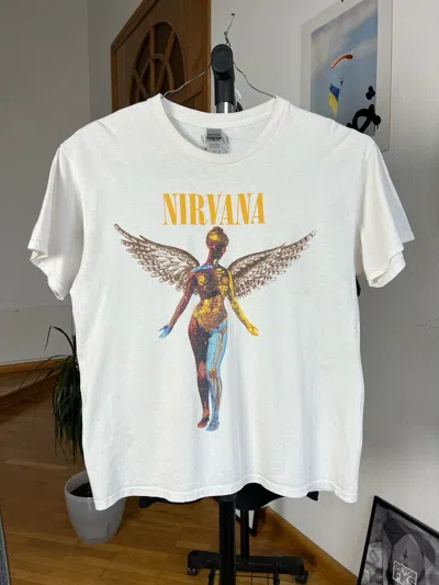 Pre-owned Band Tees Nirvana In Utero Tee Tshirt Vintage Style In White