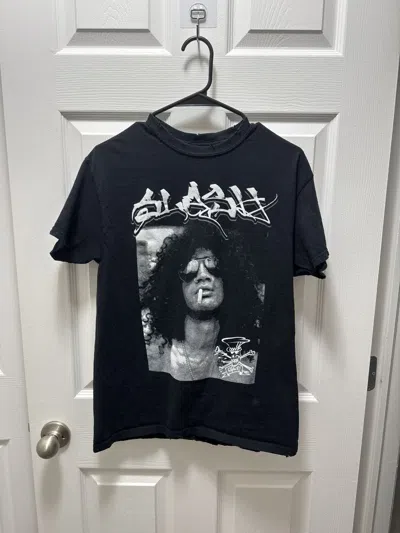 Pre-owned Band Tees Slash Vintage Style Rock Cigarette Grafitti In Black