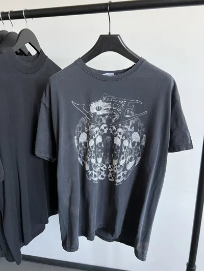 Pre-owned Band Tees Thrashed Distressed Faded Pentagram Band Tour Teee In Black