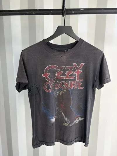 Pre-owned Band Tees Thrashed Ozzy Osbourne Faded Distressed Shirt Grunge Band In Black