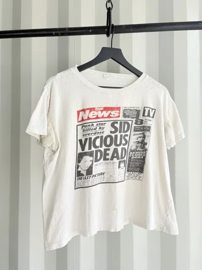 Pre-owned Band Tees Thrashed Sid Vicous Faded Distressed Grunge Band In White