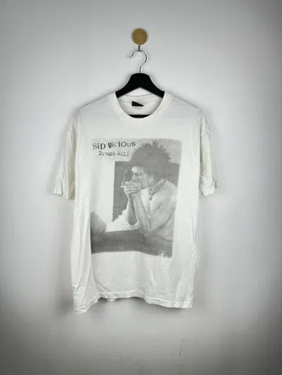 Pre-owned Band Tees Vintage 2000 Sid Vicious Drugs Kill Tee In White