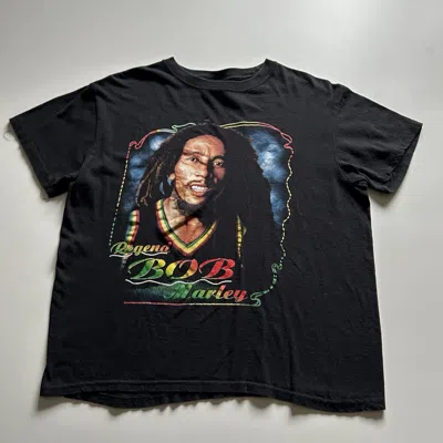 Pre-owned Band Tees Vintage 2000s Bob Marley Legend Graphic T Shirt Medium Boxy In Black