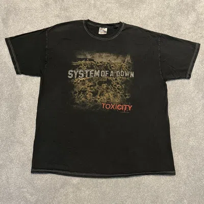Pre-owned Band Tees Vintage 2001 System Of A Down Toxicity Contrast Stitch Tee In Black