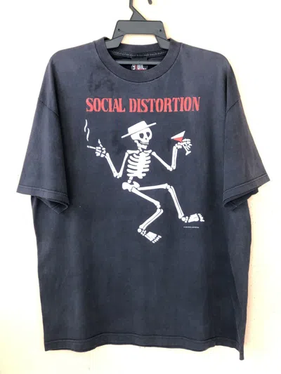 Pre-owned Band Tees Vintage 90's Social Distortion Drunken Skeleton In Black