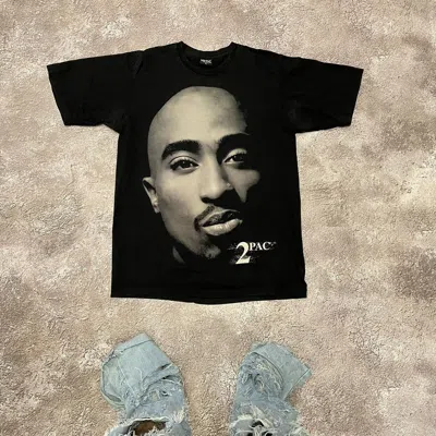 Pre-owned Band Tees Vintage Y2k 2pac Face Band Tee Rap Swag Biggie Wutang Tee In Black