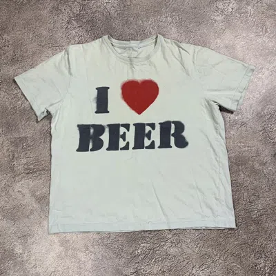 Pre-owned Band Tees Vintage Y2k Adult I Love Beer Slogan Funny Tee In White