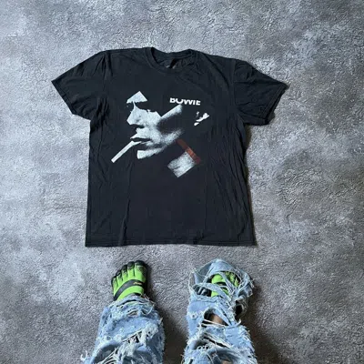 Pre-owned Band Tees Vintage Y2k Bowie Creepy Face Abstract Angry Horror Bones In Black
