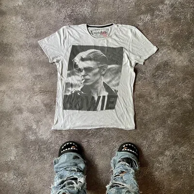 Pre-owned Band Tees Vintage Y2k Cigarette David Bowie Face Promo Horror Tee In White