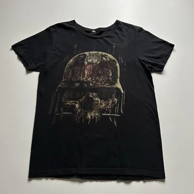 Pre-owned Band Tees Vintage Y2k Slayer T Shirt Medium Faded Black Skull Art
