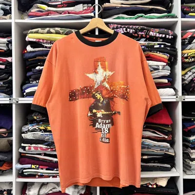 Pre-owned Band Tees Vtg Bryan Adams 18 Till I Die Ringer Tee In Orange