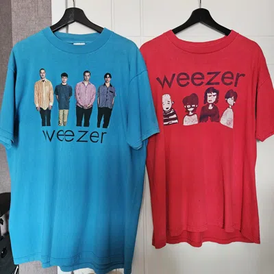 Pre-owned Band Tees Weezer Blue Album 90's And Red Album Vintage Shirt