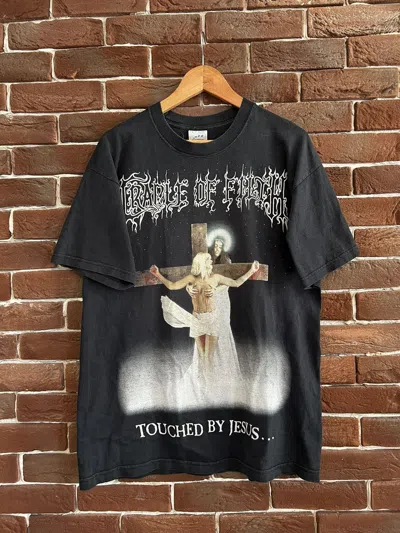 Pre-owned Band Tees X Grail Vintage 2000 Cradle Of Filth Touched By Jesus Band Tshirt In Washed Black