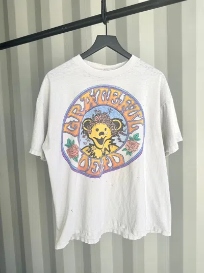 Pre-owned Band Tees X Grateful Dead Sun Faded Tee Shirt Thrashed In White